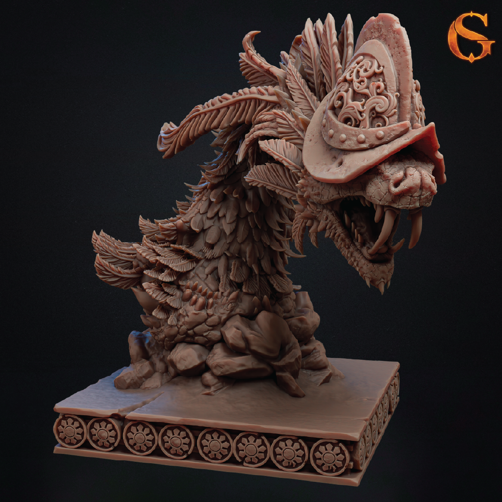 A highly detailed, 3D-rendered Chinese dragon sculpture on a decorative base, shown against a solid black background.