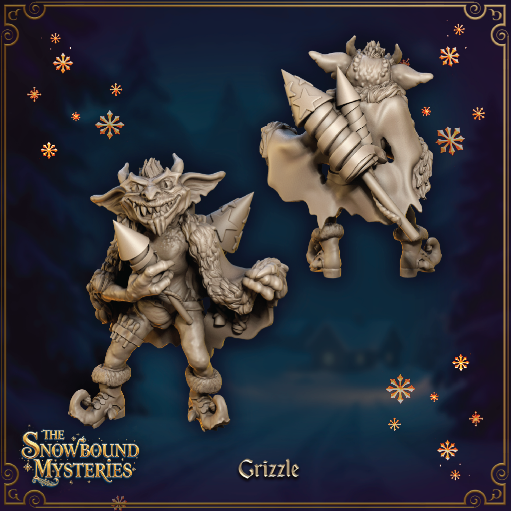 A render of a 3D model of a Christmas imp playing with fireworks.