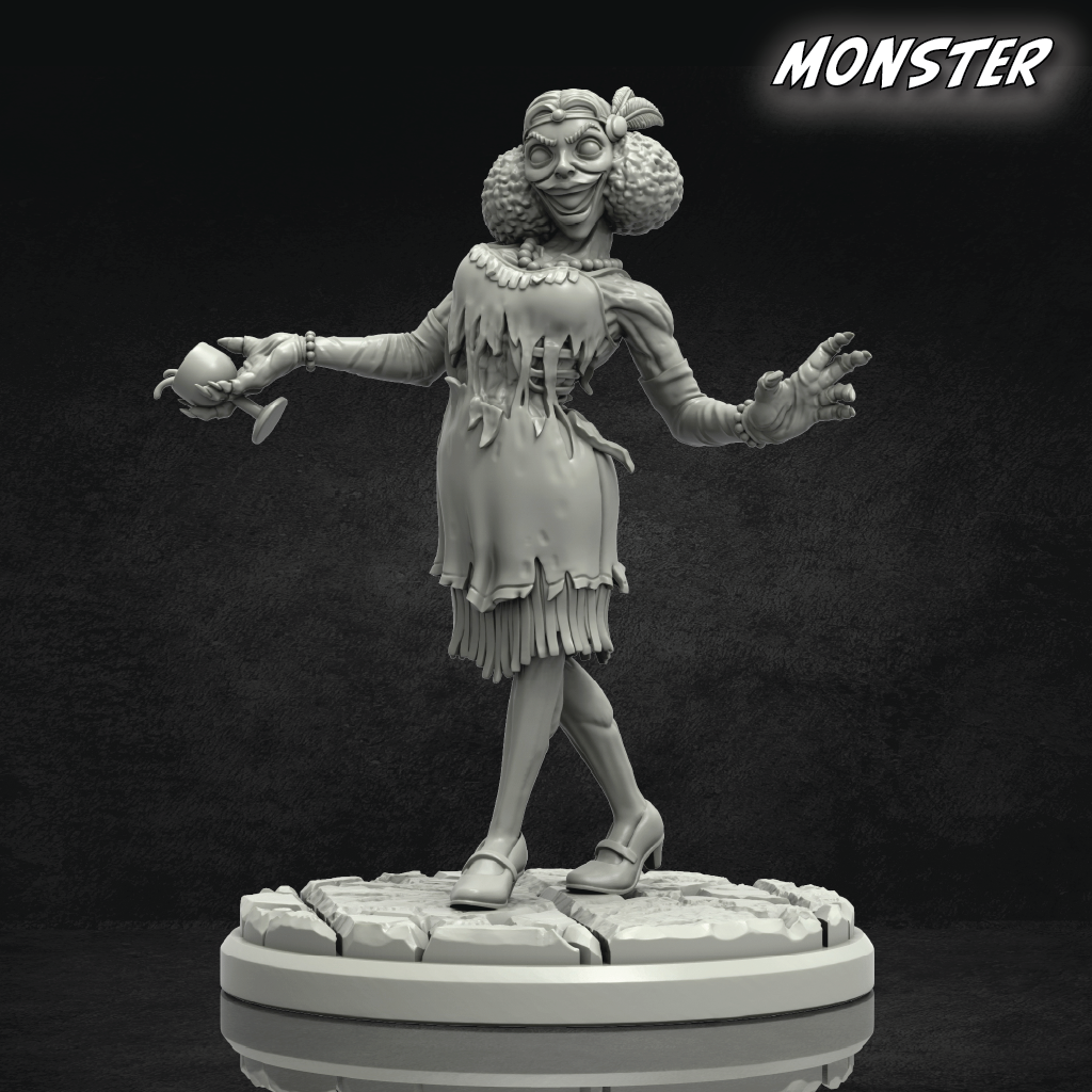 Monster figurine on a dark background with 'MONSTER' text above.