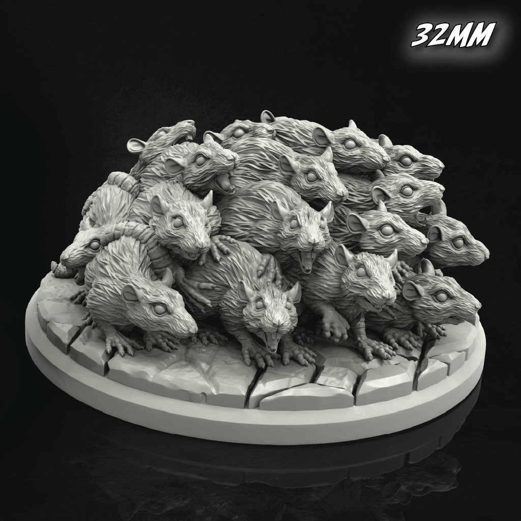 Model of rats on a base with '32MM' text