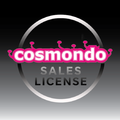 Cosmondo Sales License logo with pink text on a dark background