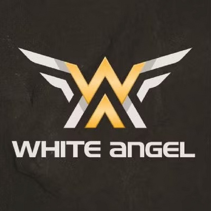 Logo with 'White Angel' text on a dark background