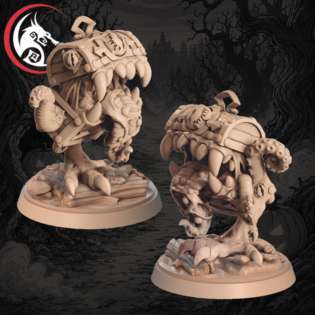 Mimic Chest | 3D Printed Miniature | SLA UV Resin Unpainted | Signum Workshop | Tabletop RPG