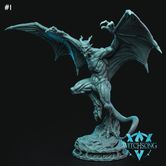 Fantasy creature figurine with wings on a dark background, featuring the brand 'Witchsong'.