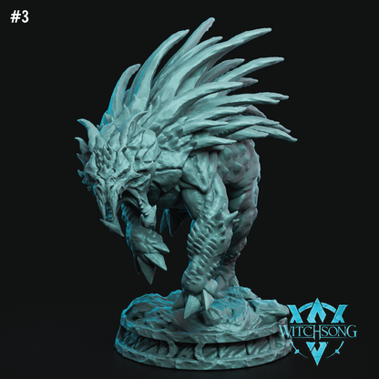 Fantasy dragon figurine with intricate details on a black background, featuring the 'Witchsong' logo.