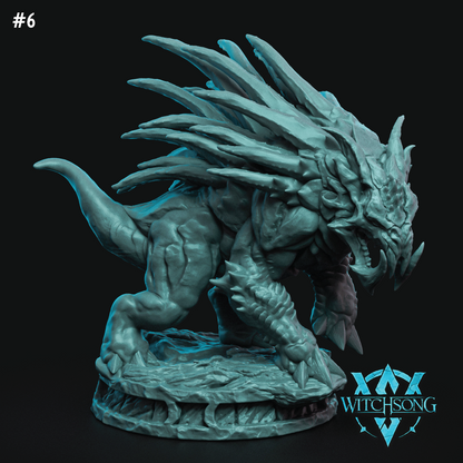 Fantasy creature figurine with detailed design on a black background, featuring the 'Witchesong' logo.