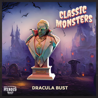 Dracula Bust | Vampire Statue | 3D Resin Print