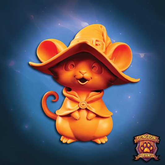 3D model of a chibi-style mouse magician sorcerer wizard mage