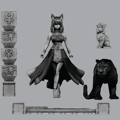 Goddess Bastet | Egyptian Diorama | 3D Resin Print