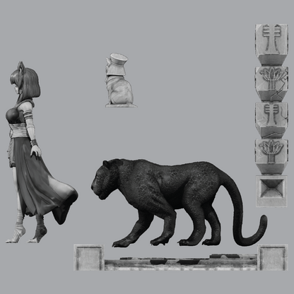 Goddess Bastet | Egyptian Diorama | 3D Resin Print