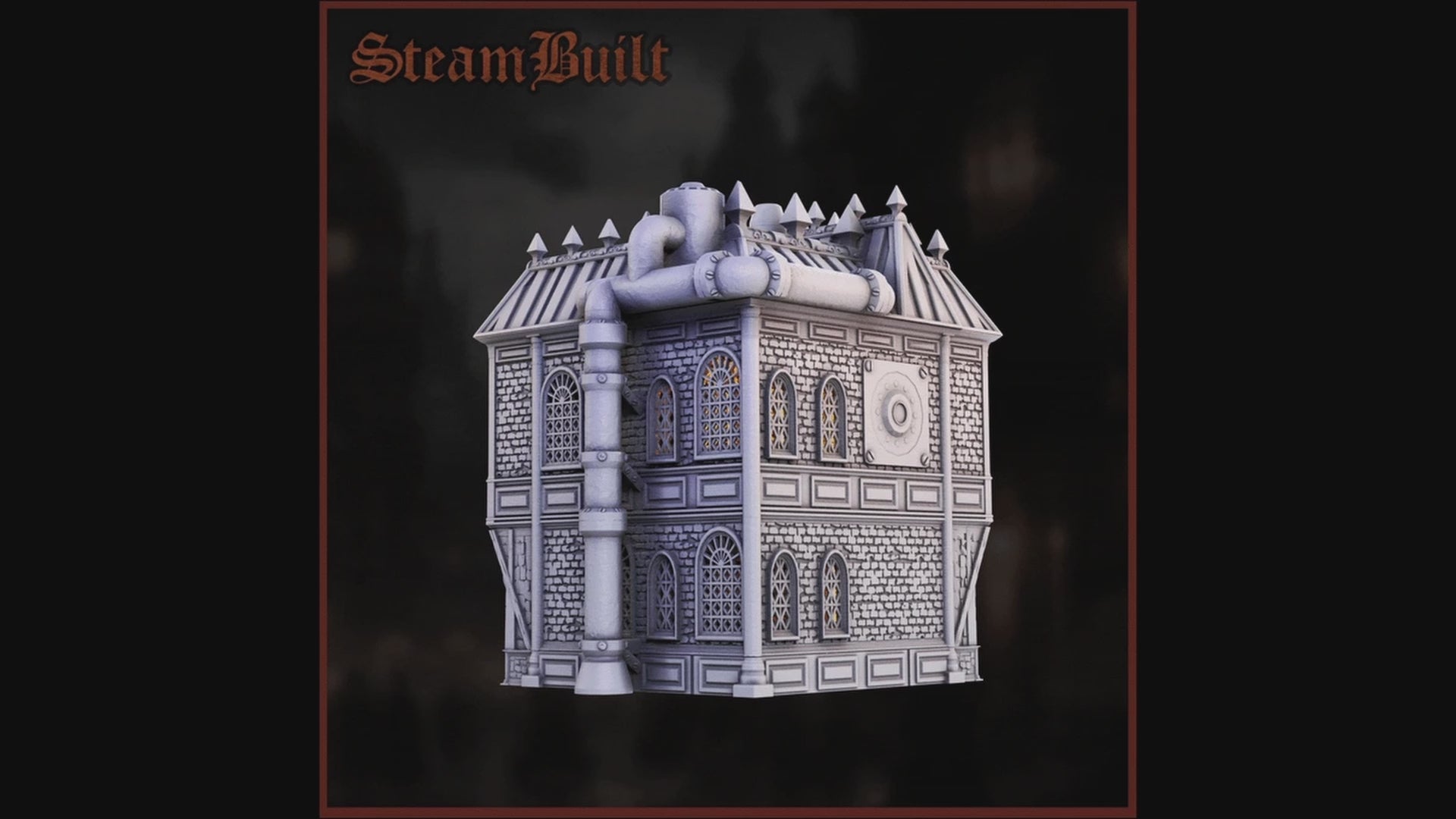 3D 360 render of a steampunk Victorian building meant for tabletop gaming terrain