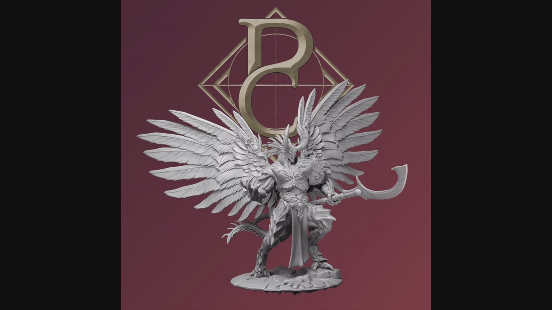 Animation of a winged demon wielding a scythe spear stretching out its hand