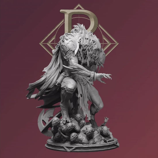 Animated GIF of Shagottar the Ancient King moving and the ghouls on his base stretching out their hands