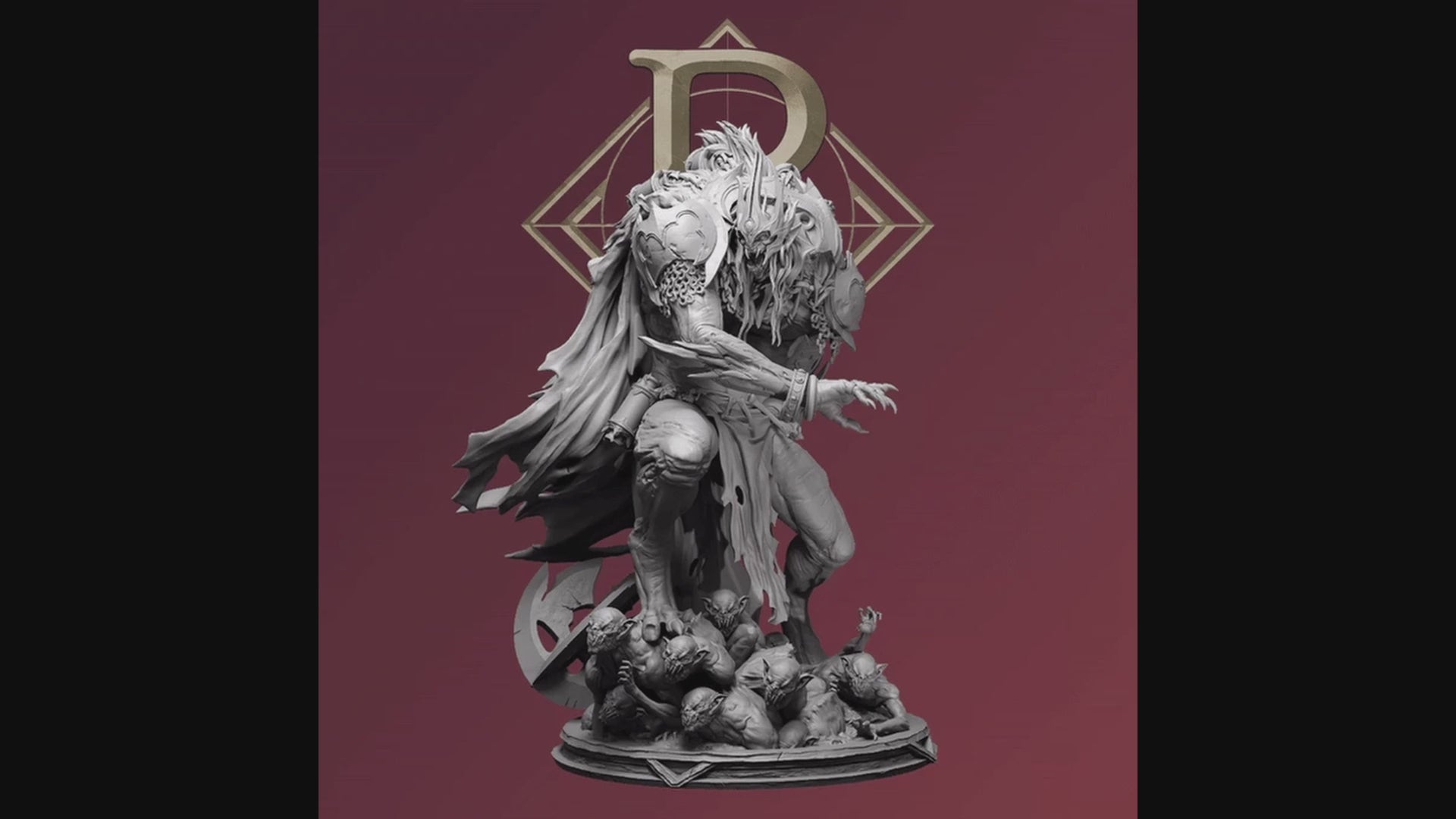 Animated GIF of Shagottar the Ancient King moving and the ghouls on his base stretching out their hands