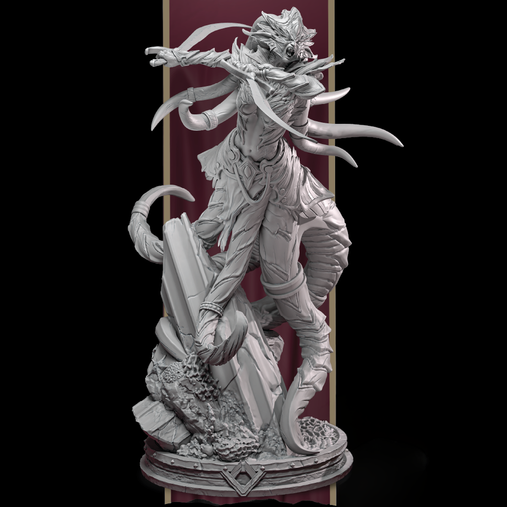  detailed fantasy figurine on a black background