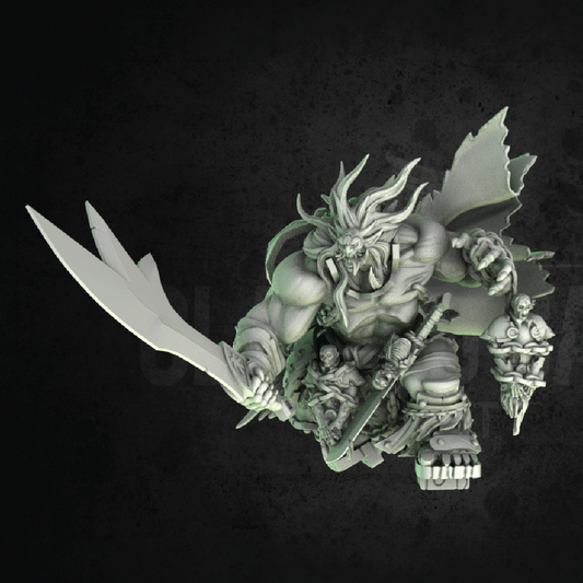 Glowing green fantasy creature with large wings on a dark background