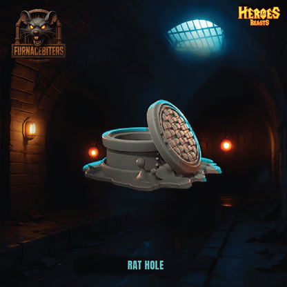 Decorative item labeled 'Rat Hole' in a dark, dungeon-like setting with 'Heroes Beasts' branding.