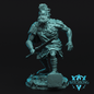Statue of a warrior with a sword on a dark background, featuring the 'Witchsong' logo.