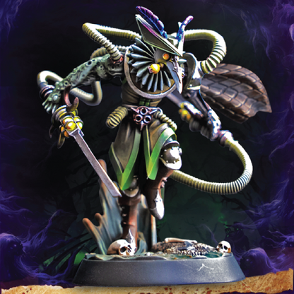 Fantasy figurine with intricate design on a dark background
