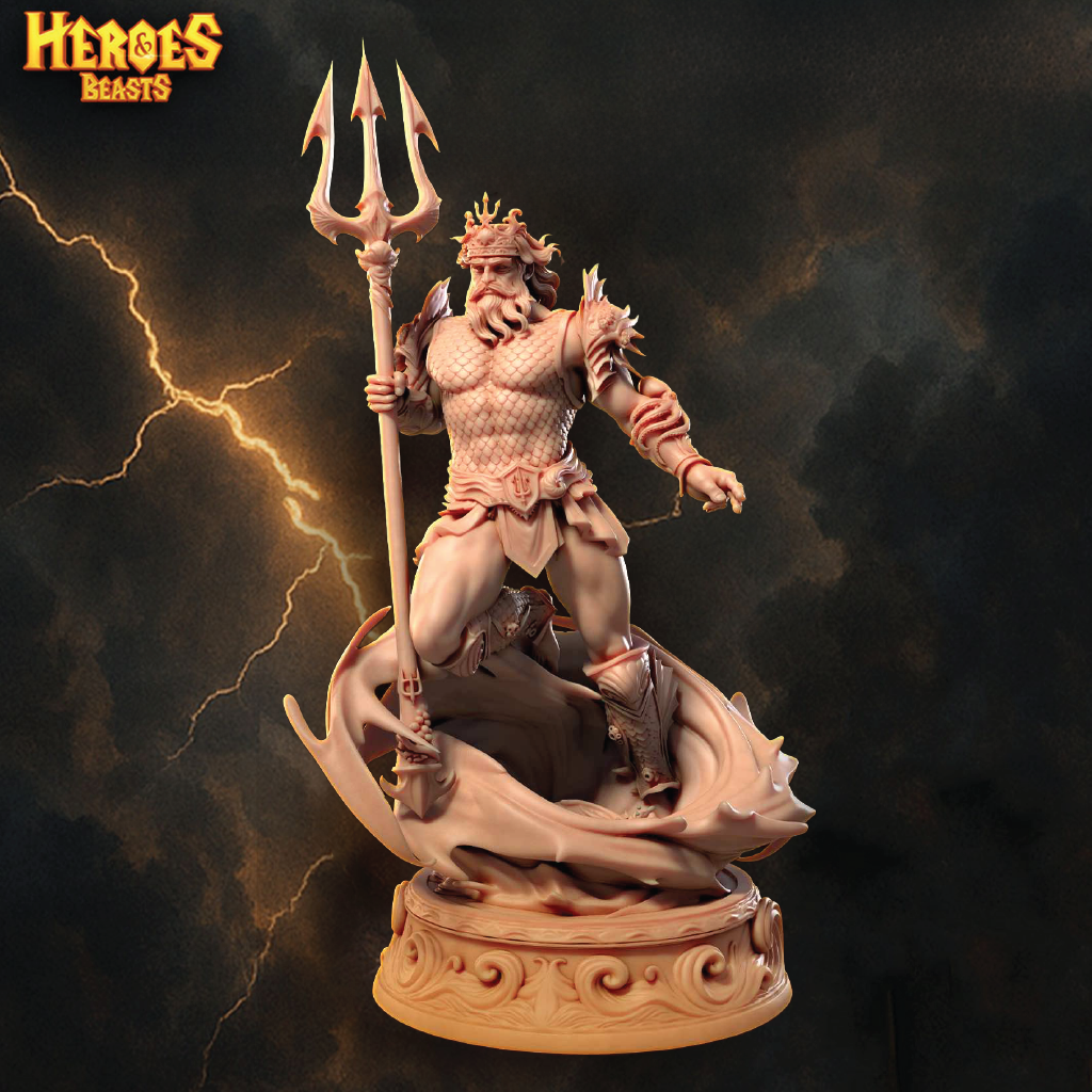 Poseidon, Lord of the Sea | Greek God Miniature | 3D Resin Print