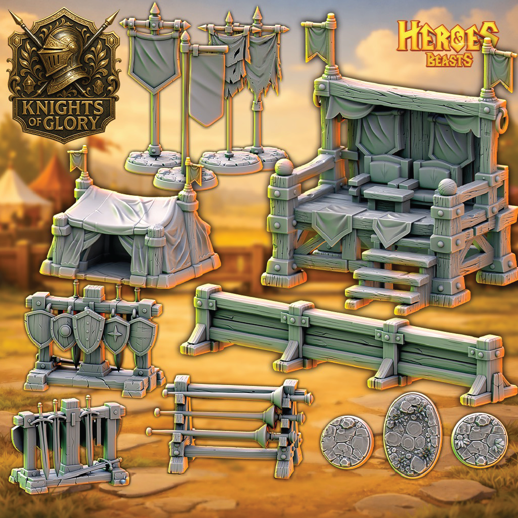 Tournament Scenery | Medieval Scatter Terrain | 3D Resin Print