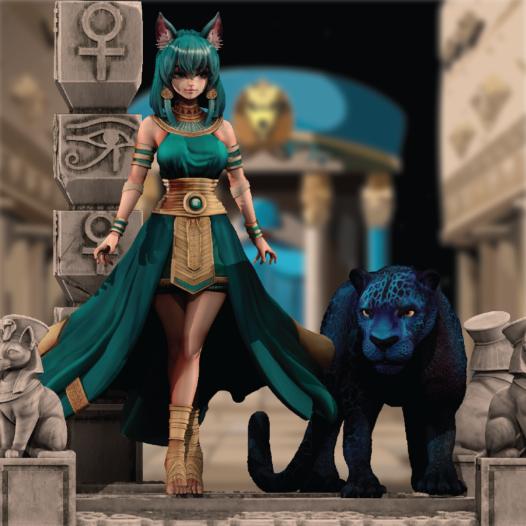 Goddess Bastet | Egyptian Diorama | 3D Resin Print