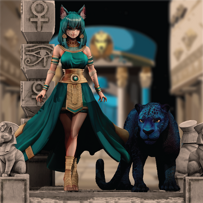 Goddess Bastet | Egyptian Diorama | 3D Resin Print