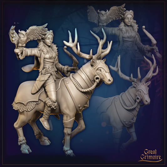 Elindra Hearthsong | Maiden & Reindeer Miniature | 3D Resin Print