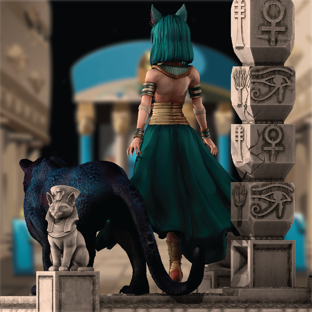 Goddess Bastet | Egyptian Diorama | 3D Resin Print