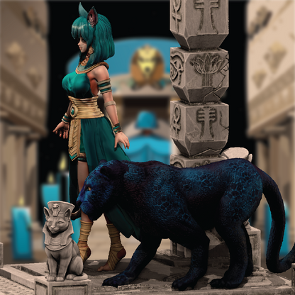 Goddess Bastet | Egyptian Diorama | 3D Resin Print