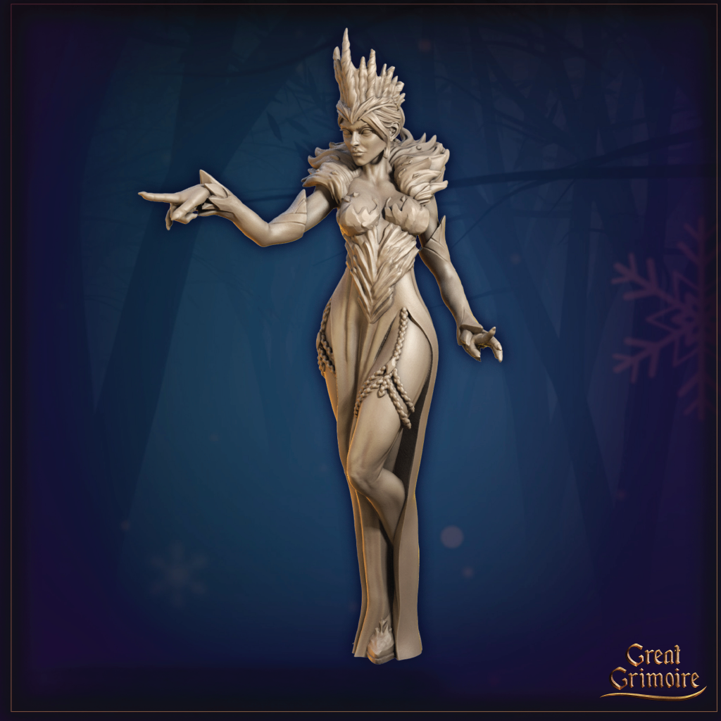 Fantasy figurine of a warrior with intricate armor on a blue background