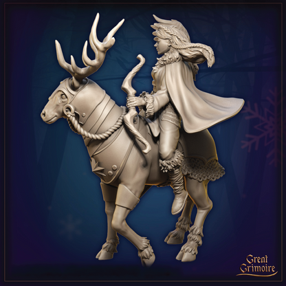 Elindra Hearthsong | Maiden & Reindeer Miniature | 3D Resin Print