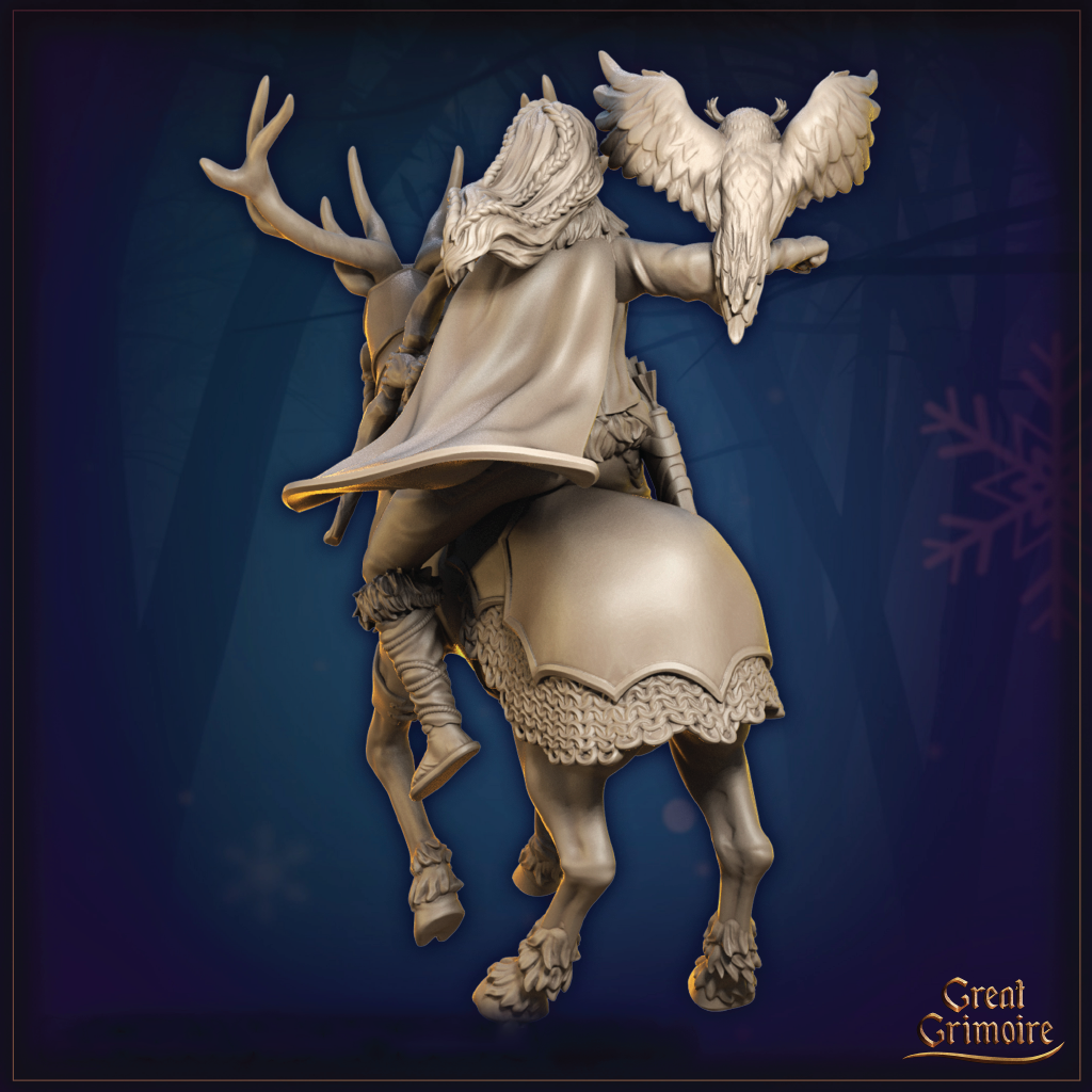 Elindra Hearthsong | Maiden & Reindeer Miniature | 3D Resin Print