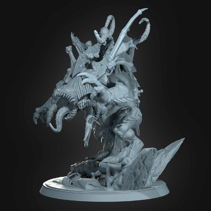 Gray fantasy figurine on a dark background