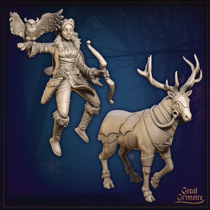 Elindra Hearthsong | Maiden & Reindeer Miniature | 3D Resin Print