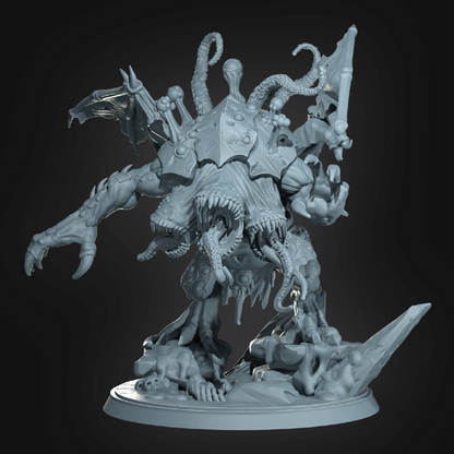 Gray-scale model of a fantasy creature on a dark background