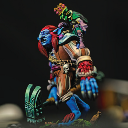 Colorful fantasy figurine with intricate details on a dark background