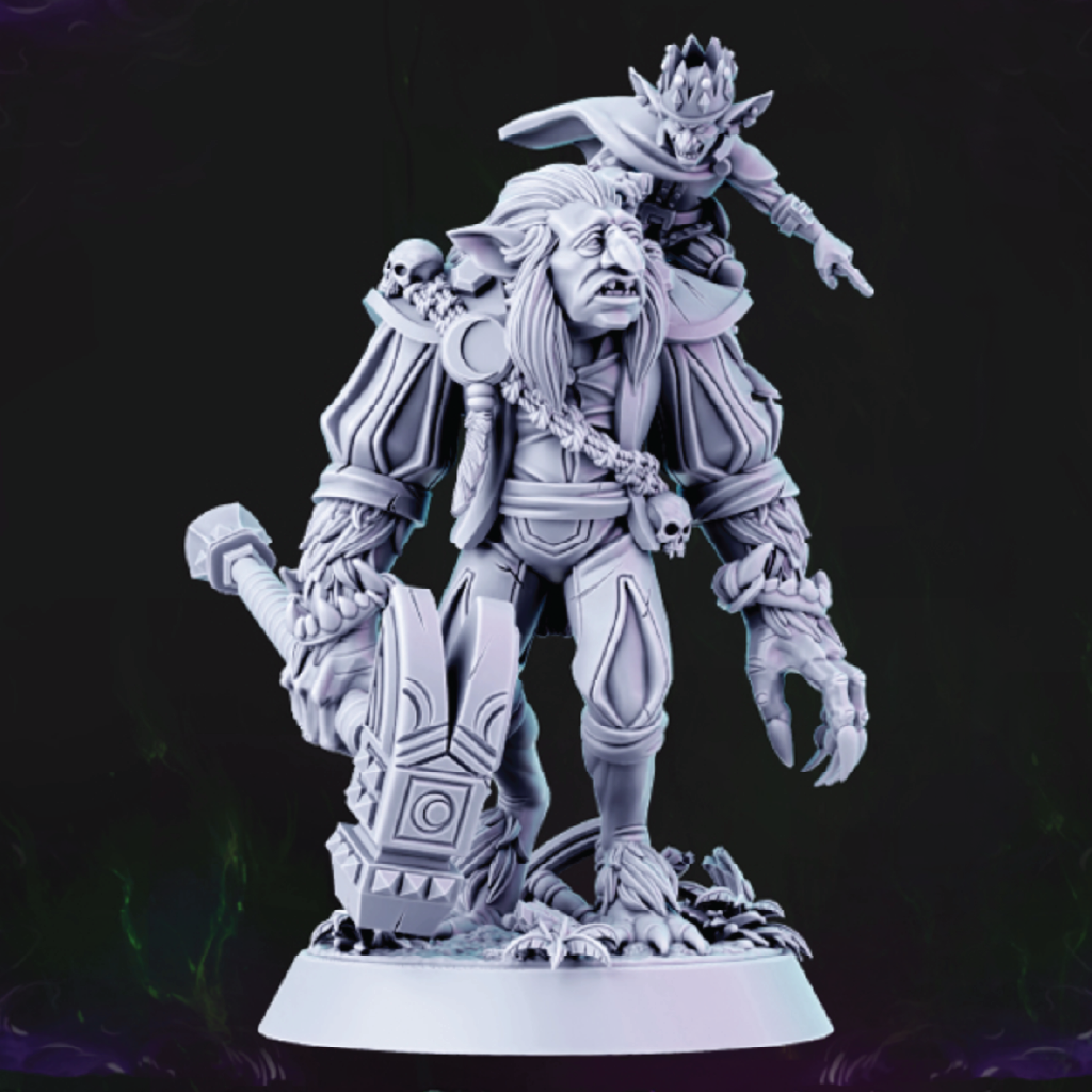 Gray fantasy figurine on a dark background