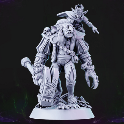 Gray fantasy figurine on a dark background