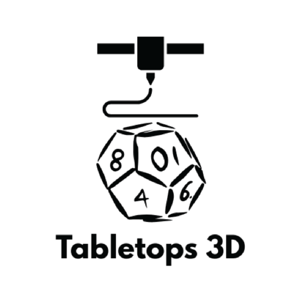 The company logo for tabletops3d who make 3D models and prints for table top gaming accessories
