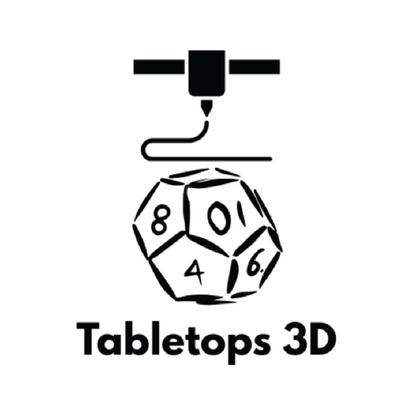 The company logo for tabletops3d who make 3D models and prints for table top gaming accessories