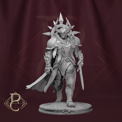 3D render of Thakron chaos knight with a horned helmet