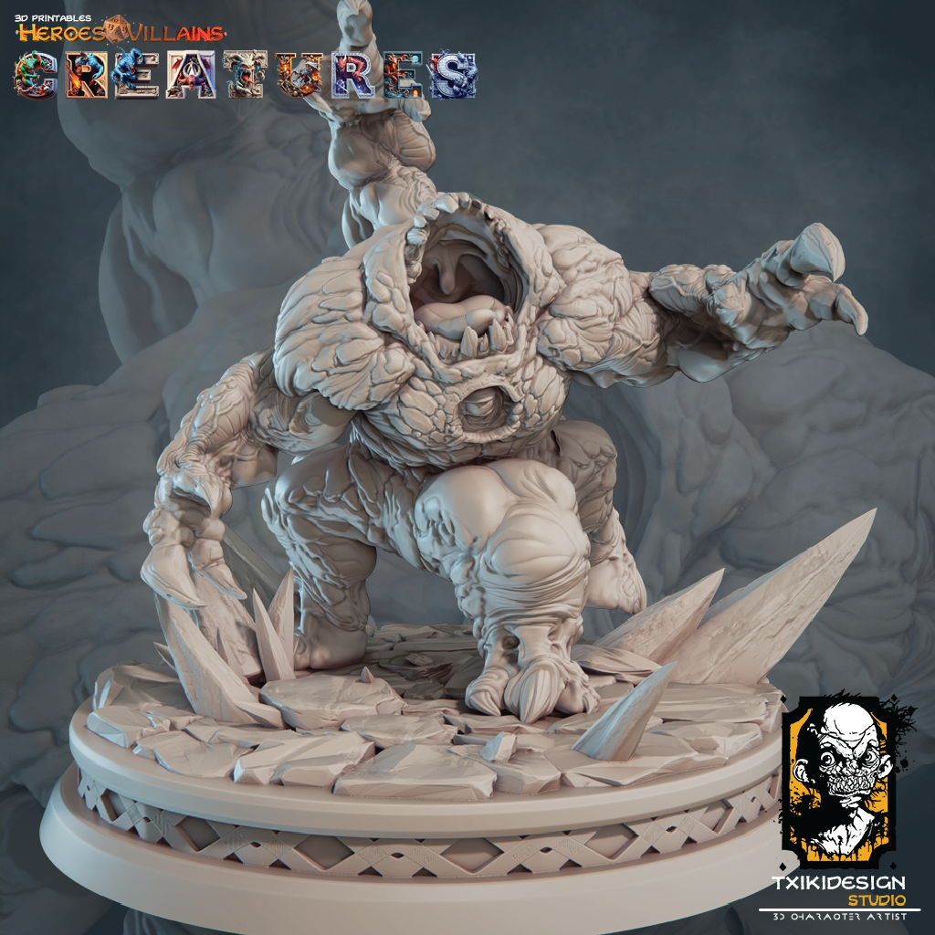 3D render of an earth elemental miniature for tabletop gaming