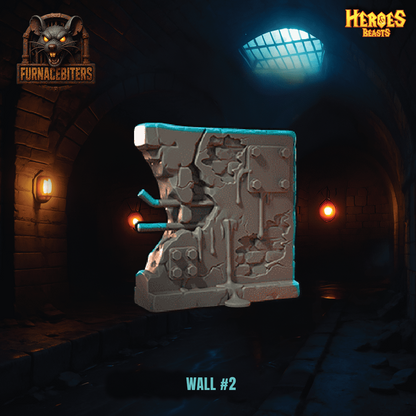 Game wall model with 'Furnace Bitters' logo and 'Heroes Beasts' branding in a dark, industrial setting.
