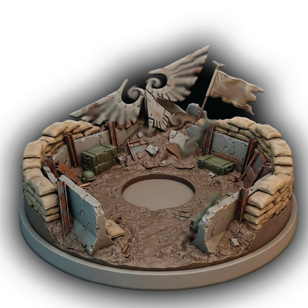 Miniature diorama with a desert-themed setting, including sand, rocks, and desert plants.