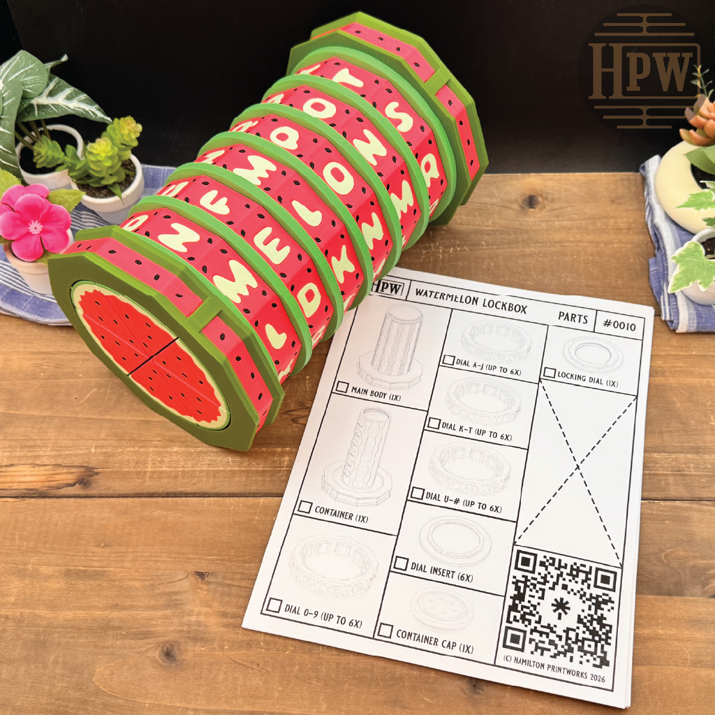 Watermelon Lockbox | Puzzle Box | 3D Filament Print