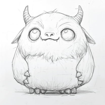 Concept art of a chibi-style yeti abominable snowman miniature