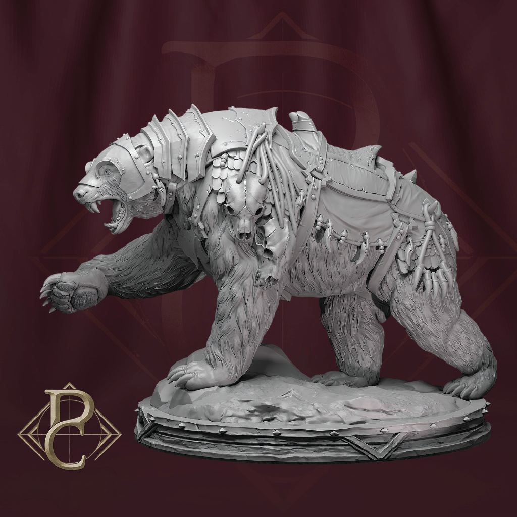 3D render of an armored bear mount