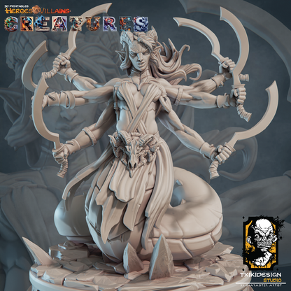 Zarissya Sixblade | Marilith Demon Miniature | 3D Resin Print