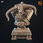 A 3D model bust of a zombie minotaur standing guard